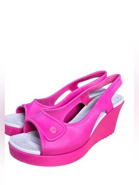 Crocs Havana Wedge Slingback Sandals – Women’s Sz 10 Bright Pink